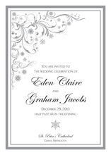 Double Border Snowflakes Scrolls Invitation