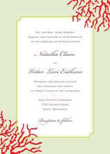 Red Coral Mint Frame Trendy Wedding Invitations