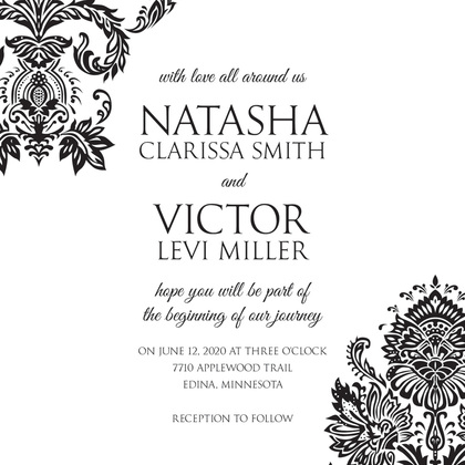 Elegant Damask Corners Invitation