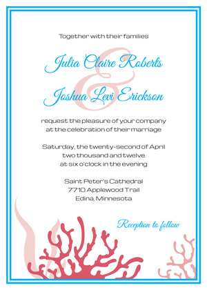 Cyan Red Coral RSVP Cards