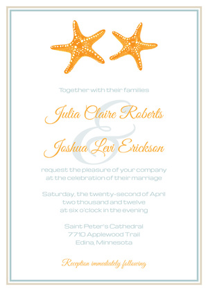 Orange Starfish Blue-Grey-Khaki RSVP Cards