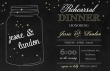 Bright Fireflies In Mason Jar At Night Dinner Invites