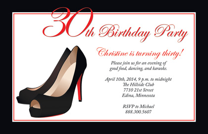 Formal Black Stiletto Heels Hot Pink Border Invitations