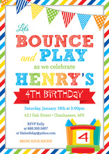 Brawny Stripes Bounce House Birthday Invitations