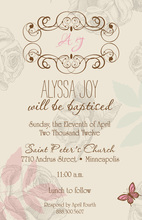 Vintage Roses Butterfly Invitations