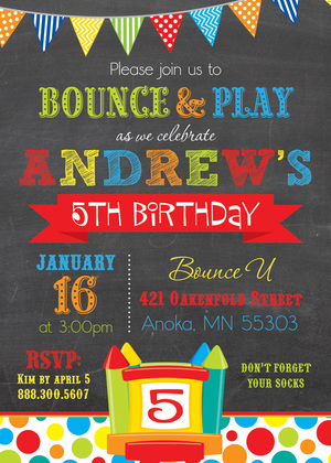 Brawny Bunting Bounce House Boy Photo Invitations