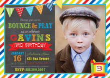 Bright Multicolored Stripes Jumping Kids Fill-in Invitations