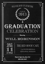 Modern Black Graduation Laurel Invitations