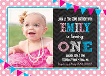 Hot Pink Frosty Girl Photo Birthday Party Invitations