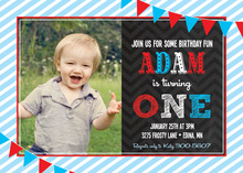 Blue Frosty Boy Photo Birthday Party Invitations