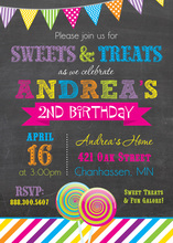 Bright Sweets Girly Chevrons Birthday Party Invitations