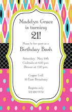 Modern Geometric Ikat Evening Birthday Invitations