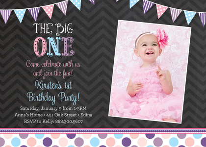 Purple Cupcake Pink Chevrons Birthday Invitations