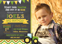 Orange Dump Truck Chevrons Photo Birthday Invitations