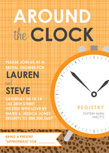 Around The Clock Orange Crosshatch Bridal Invitations