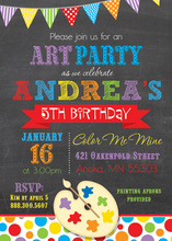 Bright Colorful Paint Pallet Birthday Party Invitations