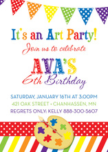 Bright Colorful Paint Pallet Birthday Party Invitations