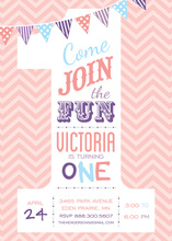 The Big ONE Pink Chevrons Birthday Invitations