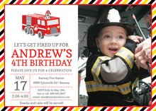 Fire Truck Chalkboard Stripe Banners Invitations