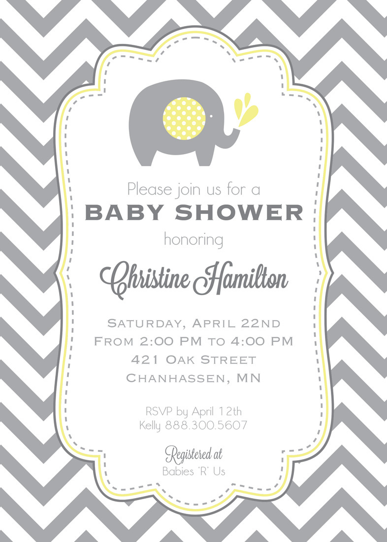 Download Gender Neutral Baby Elephant Invitations
