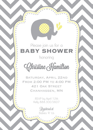 Vintage Frame Boy Baby Shower Elephant Invites