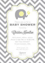 Yellow Elephants Baby Shower Polka Dots Invitation