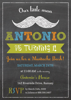 Our Little Man Mustache Bash Chalkboard Invitations