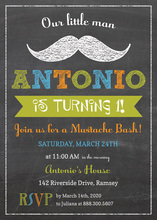 Little Man Mustache Bash Chalkboard Boy Invitations