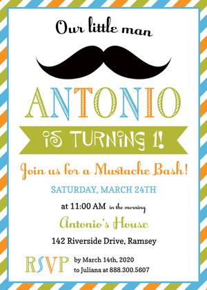 Little Man Mustache Bash Boy Photo Birthday Invitation