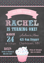 Pretty Pink Cupcake Chalkboard Photo Invitations