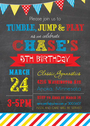 Bright Rainbow Chalkboard Birthday Invitations