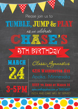 Primary Polka Dots Chalkboard Birthday Invitations