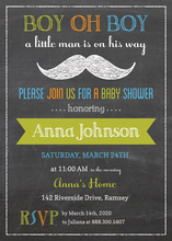 Mustache Bash Chalkboard Baby Invitations