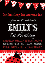 Cute Contrasting Ladybug Photo Birthday Invitations