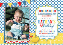 First Birthday Blue Patterns Invitation