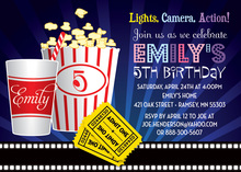 Movie Party Large Text Block Birthday Invitations