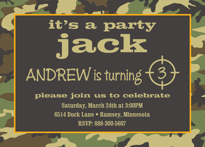 Urban Camo Birthday Party Invitations