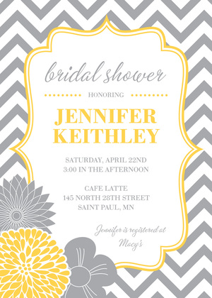 Grey Coral Flowers On Birch Bridal Shower Invitations