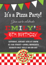 Traditional Pizza Party Oilcloth Banner Invitations