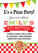 Eat Pizza Kids Birthday Invitations