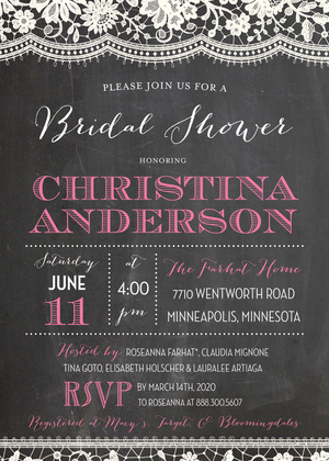 Coordinated Pink Lace Over Birch Bridal Invitations