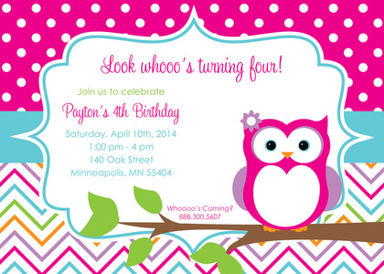 Cute Owl Birthday Fill-in Invite