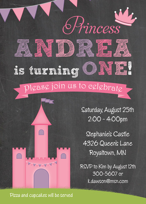 Superior Pink Princess Castle Birthday Invitations