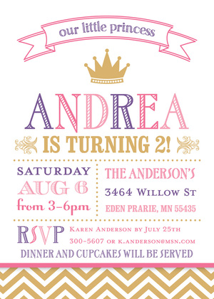 Our Little Princess Chalkboard Birthday Invitations