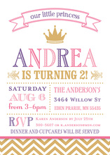 Chevrons Polka Dots Princess Chalkboard Invitations