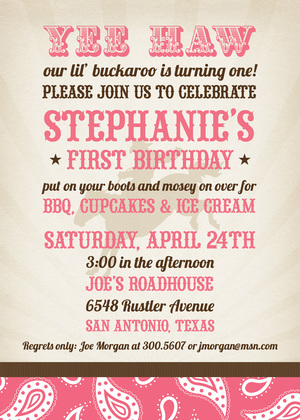 Sophisticated Buckaroo Birthday Red Invitations