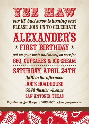 Blue Buckaroo Birthday Invitations