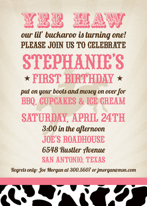 Wild Cowboy Red YEE HAW Birthday Invitations