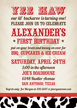 Wild Cowboy Red YEE HAW Birthday Invitations