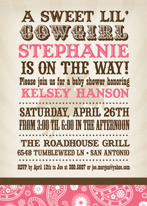 Sweet Bandana Cowboy Blue Invitations